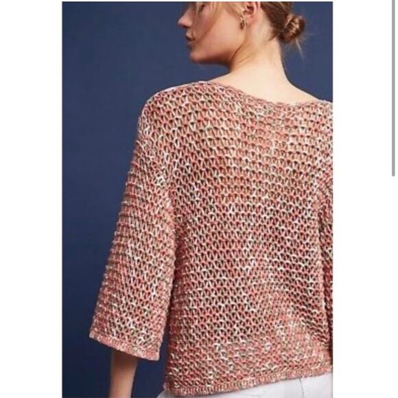 NWT Anthropologie moth open knit pink sweater - Picture 2 of 12